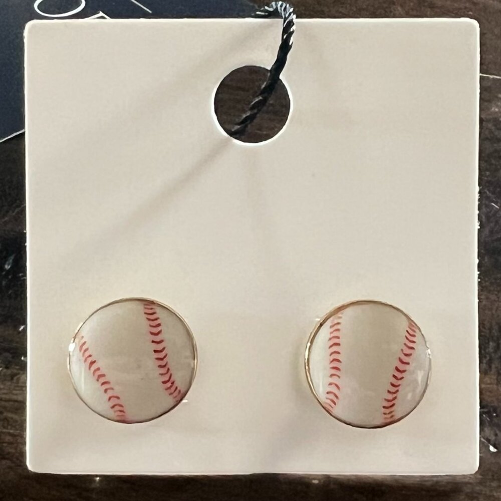 Prep Obsessed - Baseball Signature Enamel Stud Earrings